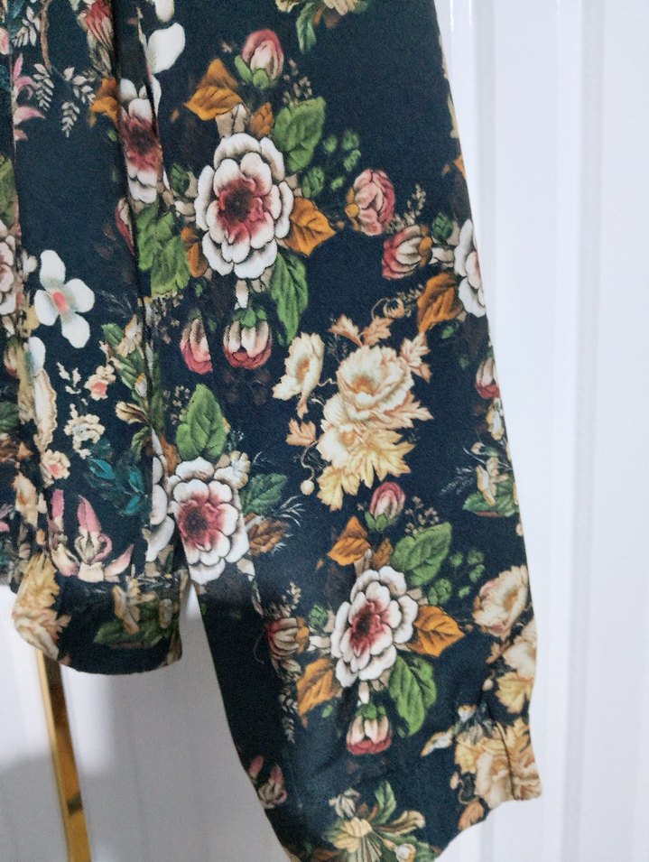 Çiçek Desenli Fermuarlı Kadın Ceket - Görsel 2