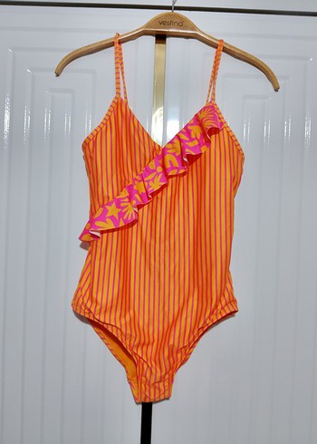 Penti Turuncu Çizgili Kız Mayo - Görsel 5