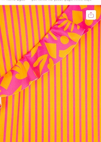 Penti Turuncu Çizgili Kız Mayo - Görsel 3