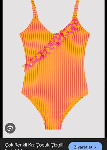Penti Turuncu Çizgili Kız Mayo - Görsel 2