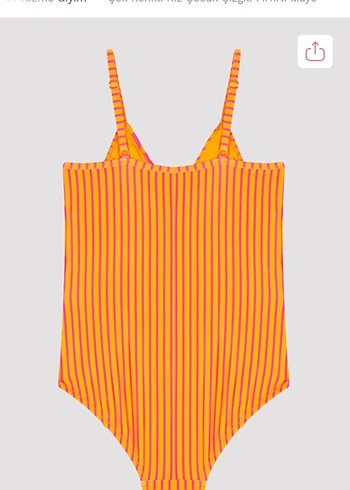 Penti Turuncu Çizgili Kız Mayo - Görsel 4