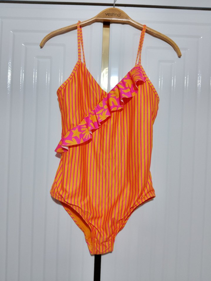 Penti Turuncu Çizgili Kız Mayo - Görsel 5