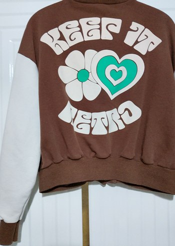 Düğmeli Kahverengi Sweatshirt Ceket - Görsel 4