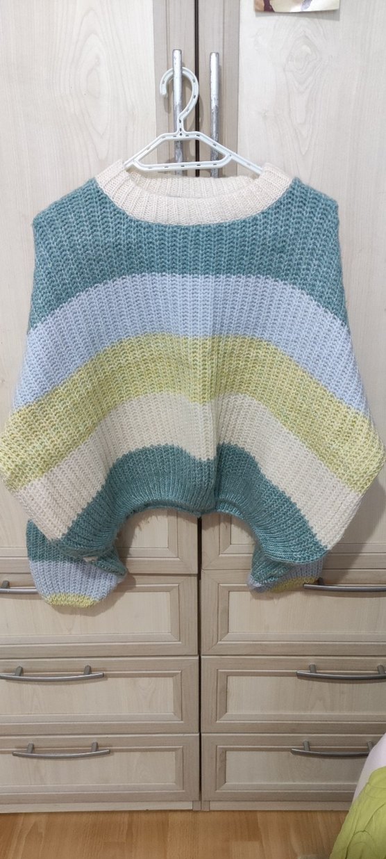 Renkli Çizgili Örgü Kadın Kazak - Görsel 2