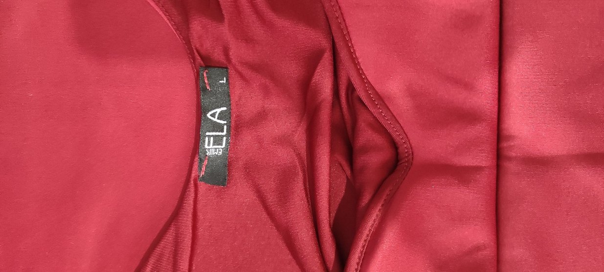 Bordo Midi V Yaka Kolsuz Kadın Elbise - Görsel 3