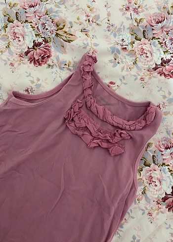 Kız Çocuk Pembe Fırfırlı Kolsuz Bluz - Görsel 2