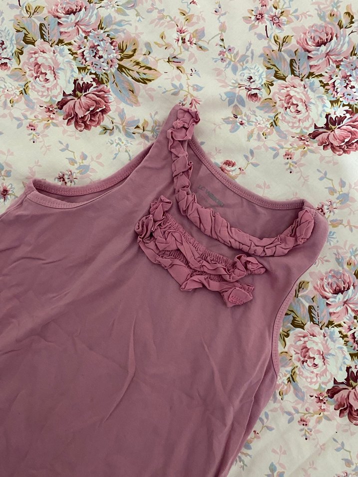 Kız Çocuk Pembe Fırfırlı Kolsuz Bluz - Görsel 2