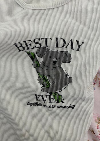 Kız Çocuk Beyaz Baskılı Dantelli Tişört - Görsel 2