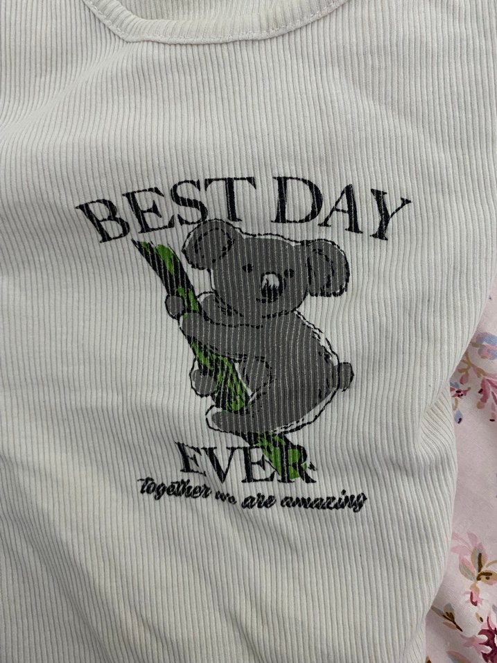 Kız Çocuk Beyaz Baskılı Dantelli Tişört - Görsel 2