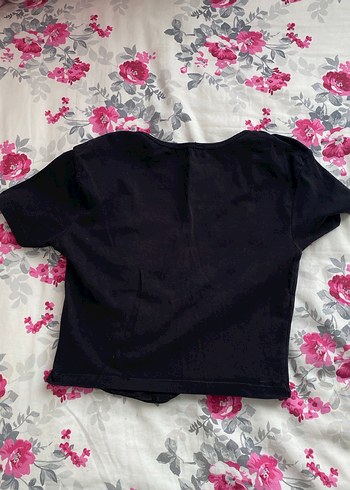 Siyah Kısa Kollu Gotik Crop Top - Görsel 4