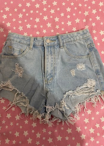 Kadın Yırtık Mini Jean Şort - Görsel 2