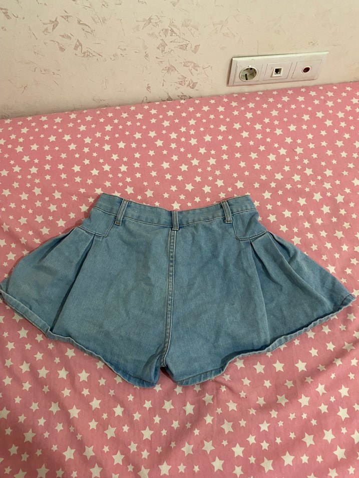 Kadın Fırfırlı Mini Denim Şort etek - Görsel 2