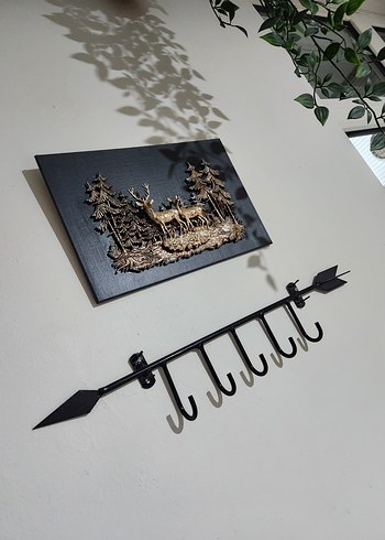 Kara Ok Desenli Siyah Duvar Askısı - Görsel 3