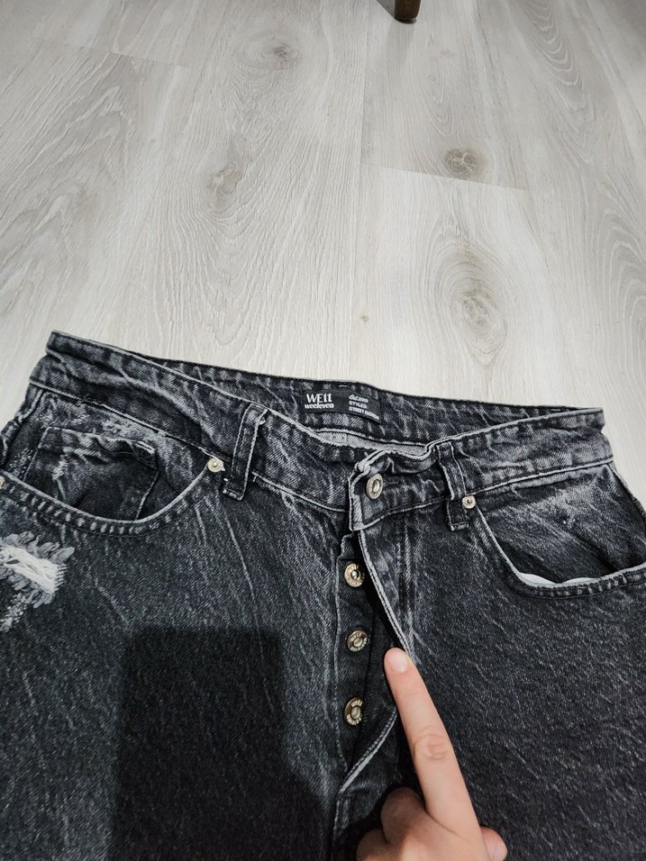 Gri Denim Kot Pantolon - Görsel 3