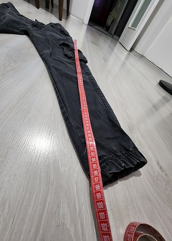 Siyah Jogger Bol Kesim Kemerli Erkek Kot Pantolon - Görsel 7