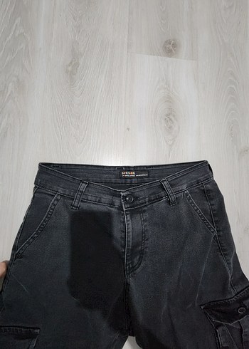 Siyah Jogger Bol Kesim Kemerli Erkek Kot Pantolon - Görsel 3