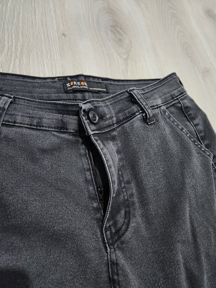 Siyah Jogger Bol Kesim Kemerli Erkek Kot Pantolon - Görsel 2