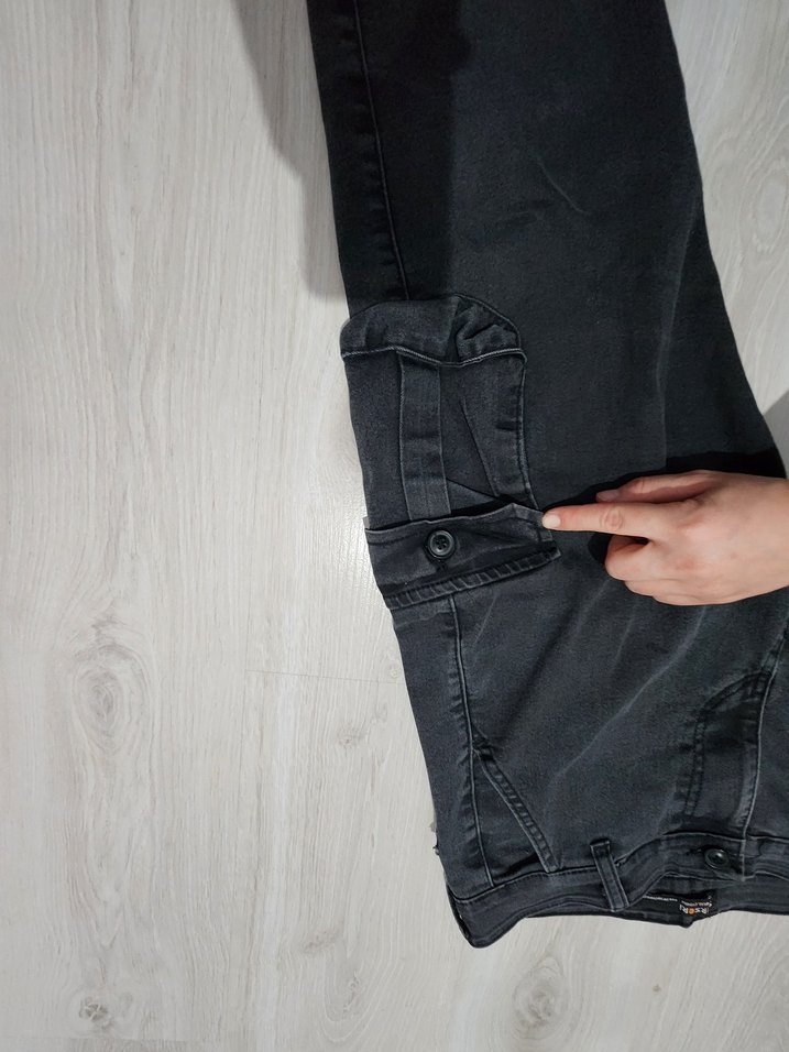 Siyah Jogger Bol Kesim Kemerli Erkek Kot Pantolon - Görsel 4