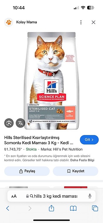 Hills kedi maması