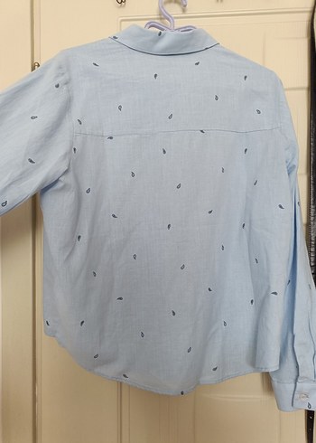 l Beden mavi Renk Mavi Nakışlı Uzun Kollu Denim Gömlek