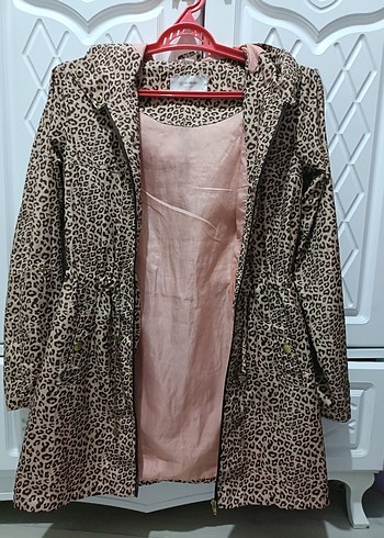 Kahverengi Leopar Desenli Midi Yağmurluk - Görsel 2