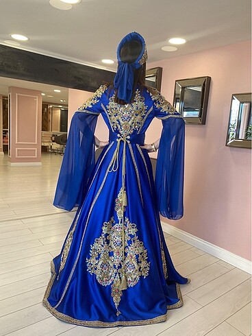 38 Beden lacivert Renk ALYA KAFTAN BİNDALLI