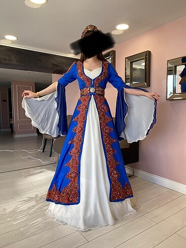 36 Beden mavi Renk SATILIK KAFTAN BİNDALLI
