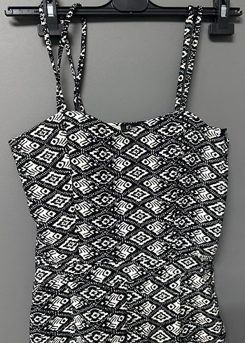 Kadın Siyah Desenli Uzun Tulum - Görsel 2