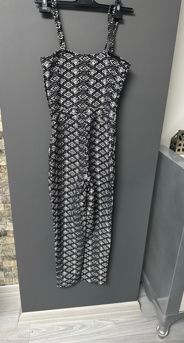 Kadın Siyah Desenli Uzun Tulum - Görsel 3