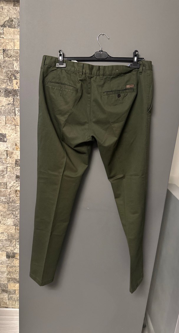 Erkek Koyu Haki Regular Fit Kemerli Pantolon - Görsel 2