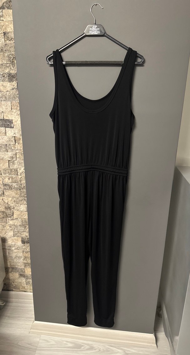 Siyah Kemerli Kadın Midi Tulum - Görsel 2