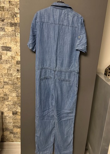 Gri Denim Kadın Uzun Tulum - Görsel 3