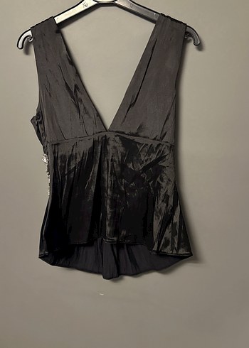 Kadın Siyah Mini V Yakalı Payetli Abiye Elbise - Görsel 3