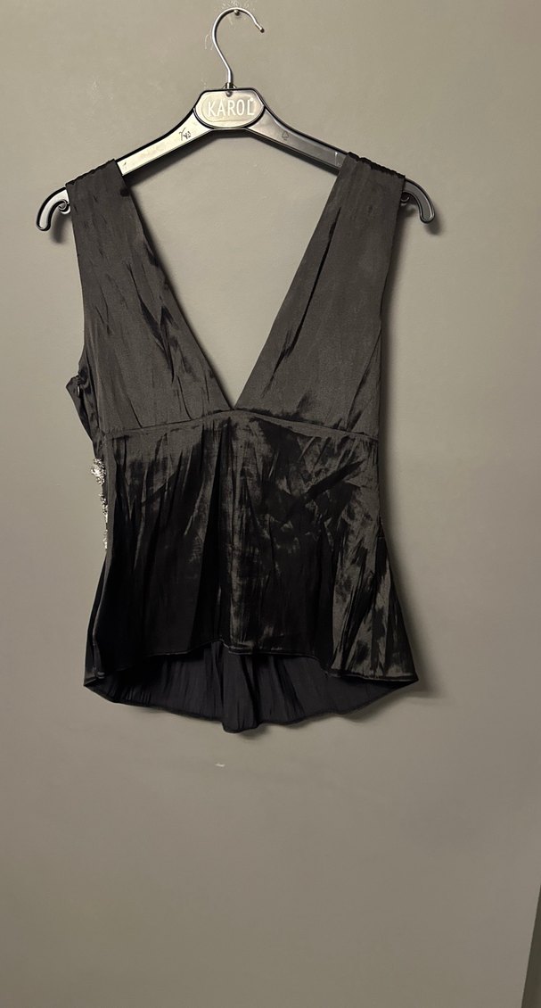 Kadın Siyah Mini V Yakalı Payetli Abiye Elbise - Görsel 3