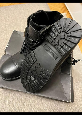 Siyah Deri Erkek Bot, Kemer Detaylı - Görsel 3