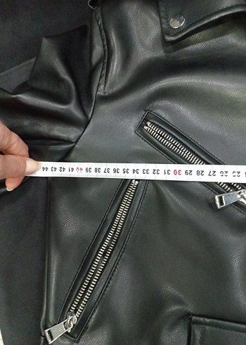 Kadın Siyah Deri Biker Ceket - Görsel 3