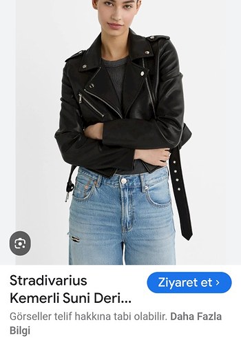 Kadın Siyah Deri Biker Ceket - Görsel 2