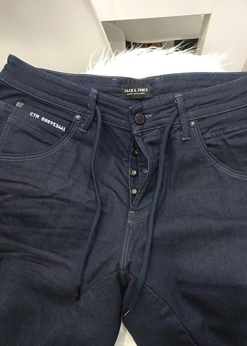 Jack Jones lacivert Düğmeli Bol Kesim Denim Jean - Görsel 3