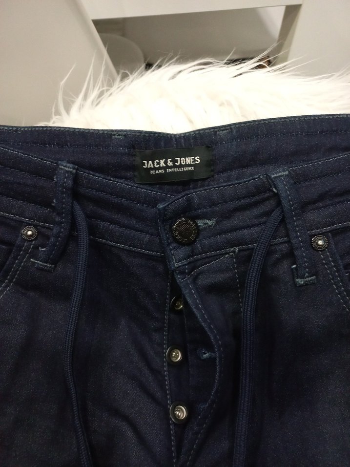 Jack Jones lacivert Düğmeli Bol Kesim Denim Jean - Görsel 2