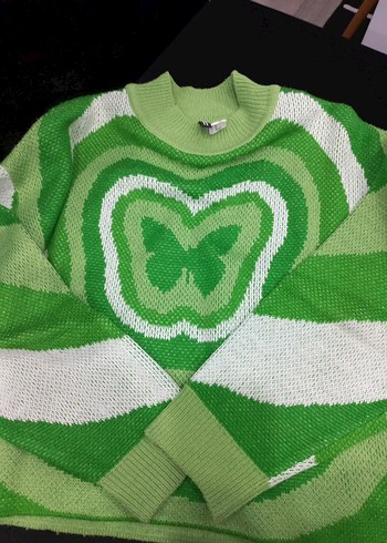 H&M yeşil Örgü Kadın Kazak, Uzun Kollu, Salaş - Görsel 2