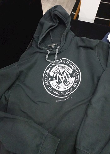 Mavi jeans Siyah Kapüşonlu Baskılı erkek Sweatshirt - Görsel 2