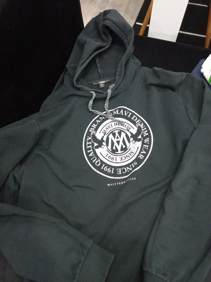 Mavi jeans Siyah Kapüşonlu Baskılı erkek Sweatshirt - Görsel 2