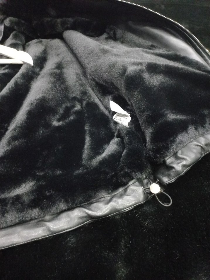 Siyah Kürklü Deri Kadın Biker Ceket - Görsel 3