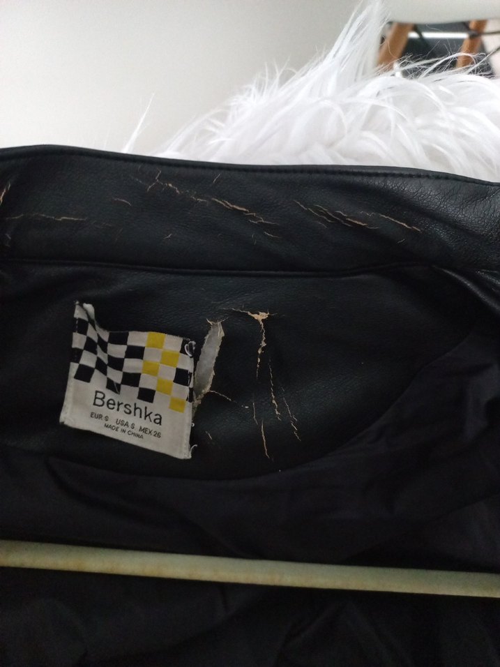 Bershka Kırmızı Biker Deri Ceket - Görsel 5