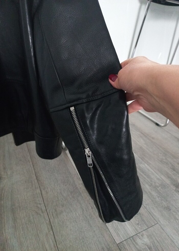 H&M Hakiki deri ceket - Görsel 4