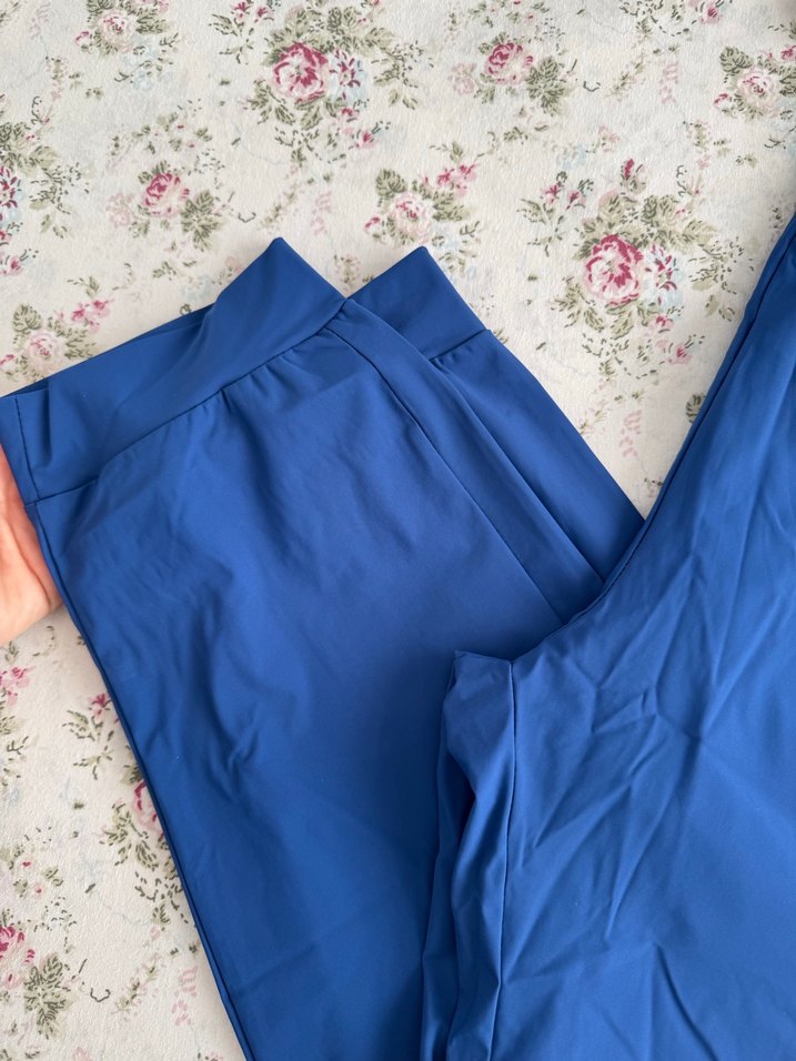 Erkek  Mavi Rahat Kesim Fermuarlı Pantolon - Görsel 4