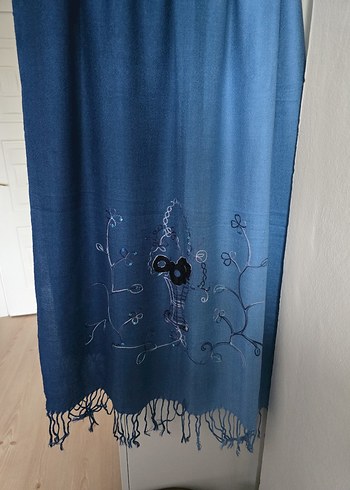 Diğer Mavi Denim Drapeli Kadın Şal