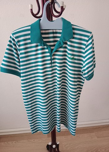 Erkek Yeşil Çizgili Kısa Kollu Polo Tişört