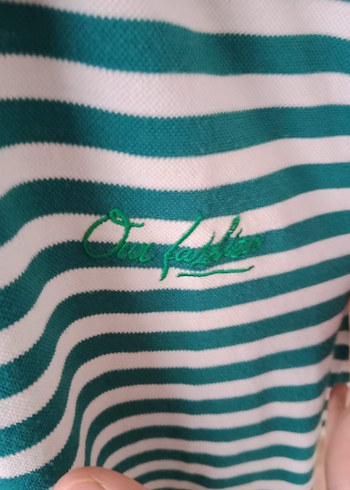 s Beden Erkek Yeşil Çizgili Kısa Kollu Polo Tişört