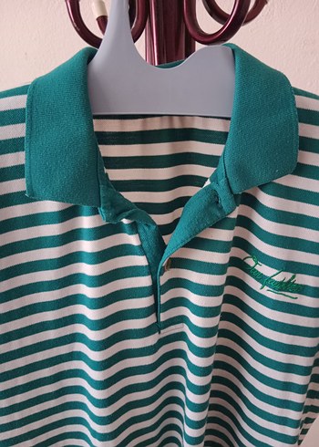 Diğer Erkek Yeşil Çizgili Kısa Kollu Polo Tişört